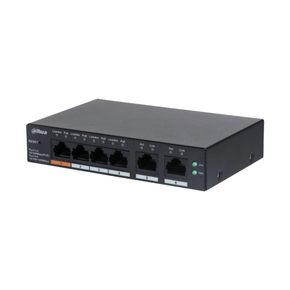 6 портов мрежов комутатор управляем с 4 PoE и 2xUpLink