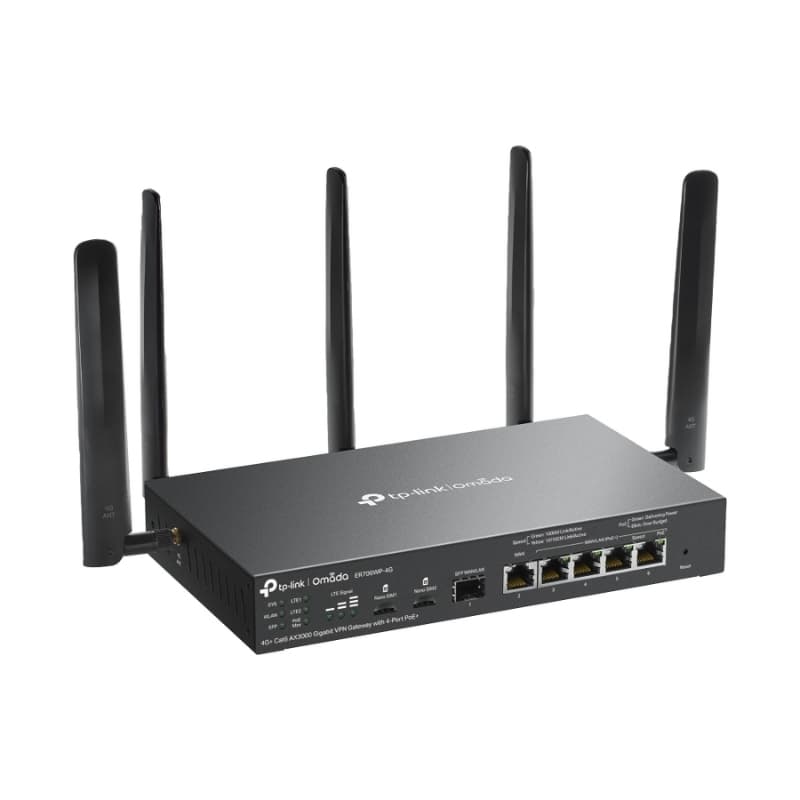4G+ Cat6 AX3000 Gigabit VPN Gateway with 4-Port PoE+ Omada by TP