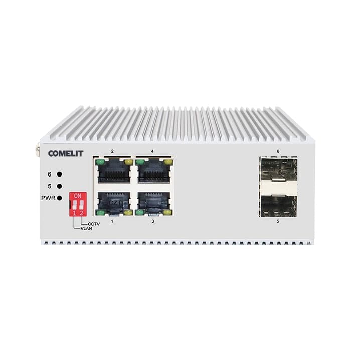 PoE мрежов суич, 4 порта + 2 SFP, гигабитов, DIN монтаж