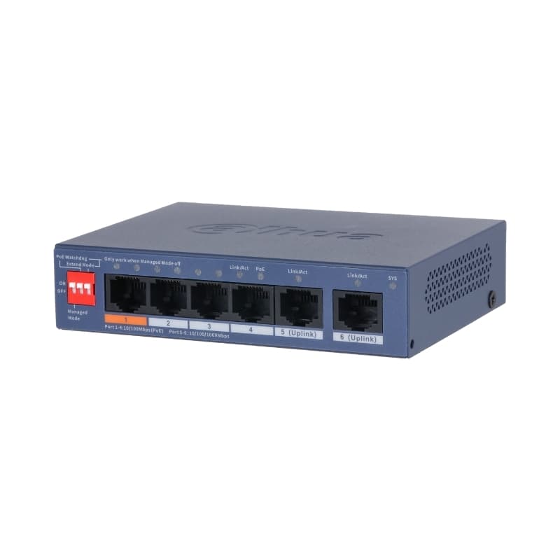 6 портов мрежов комутатор управляем с 4 PoE 2xUpLink