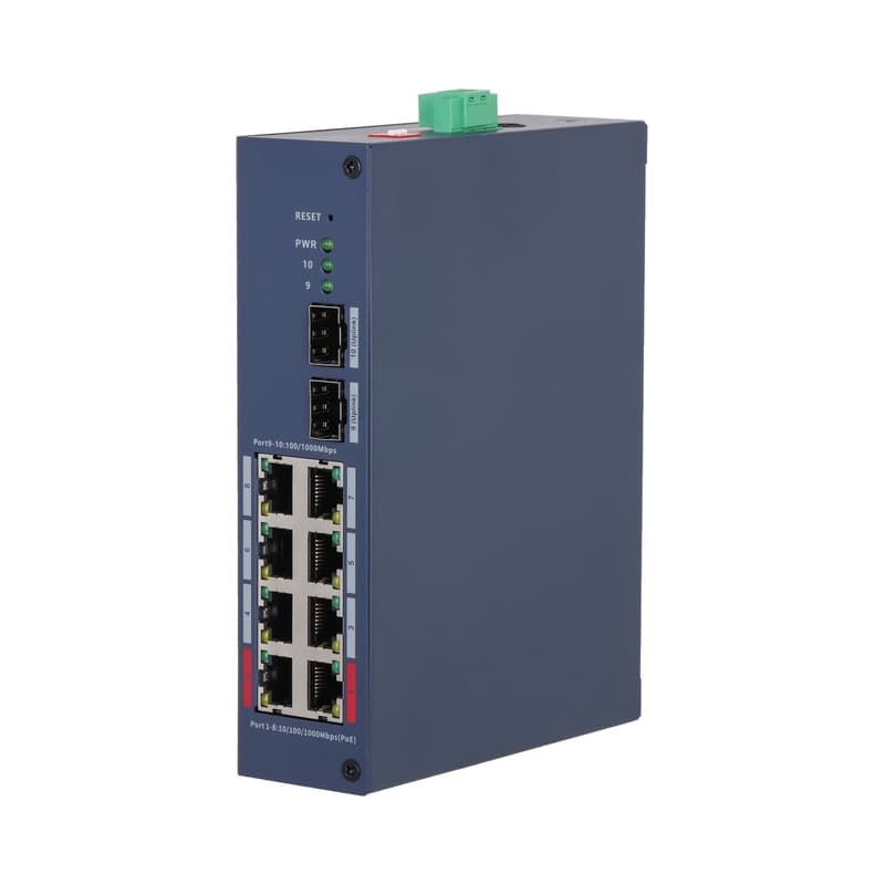 10 портов мрежов комутатор 8 gigabit порта PoE + 2 порта SFP