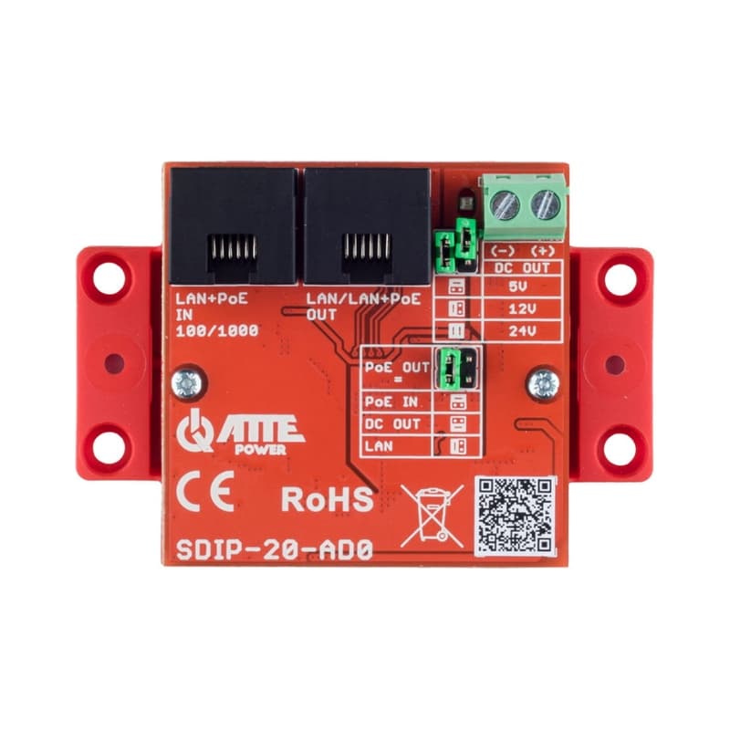 Gigabit PoE адаптер понижаващ напрежението на 5V/12V/24V